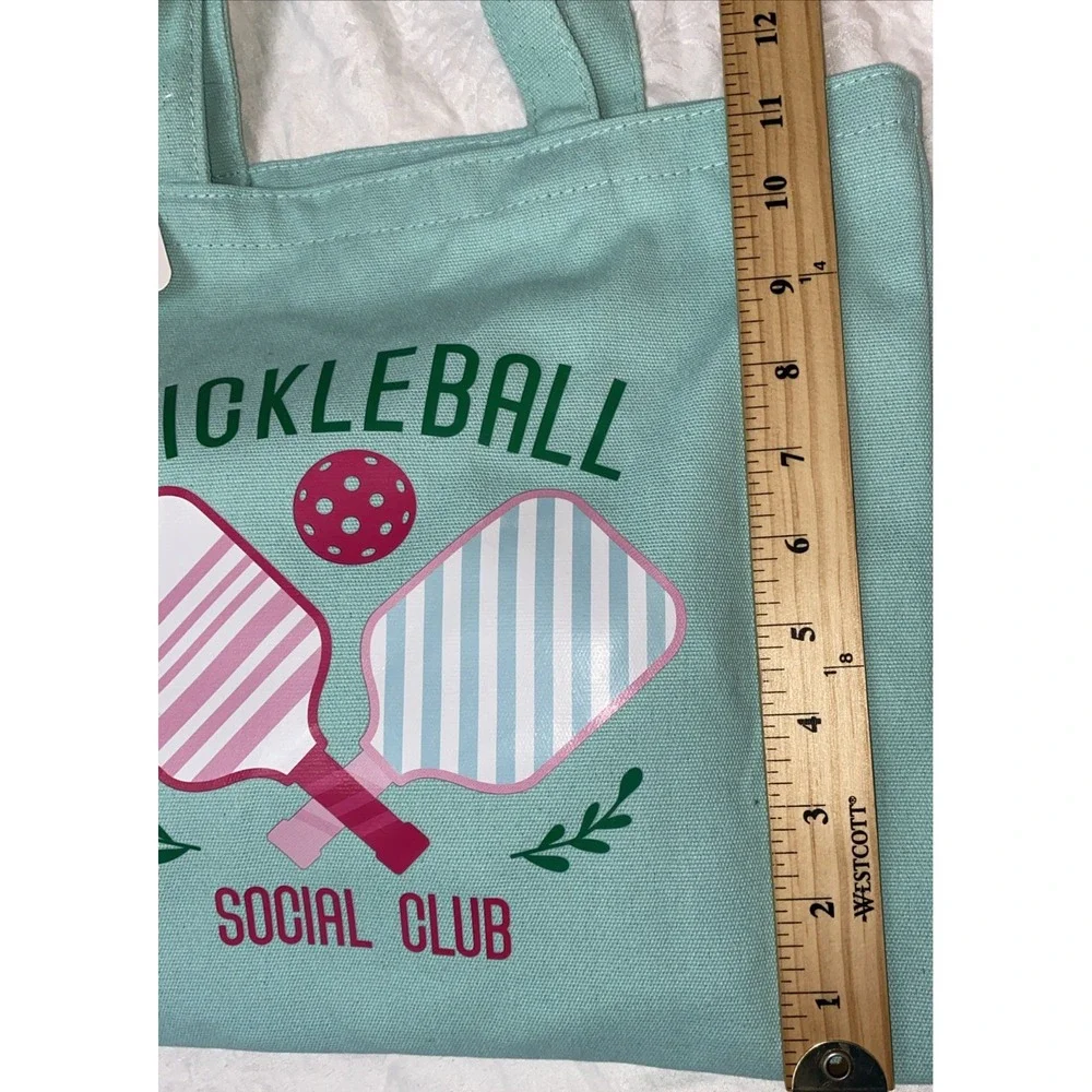 Pickleball Canvas Tote Bag Pink Green White Travel Court Preppy New‎ Social Club